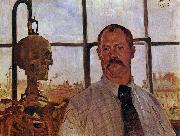 Lovis Corinth Self-portrait with Skeleton Germany oil painting artist